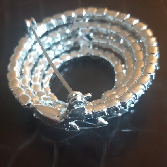 Rhinestone Concentric Circles w/ Marquis Vintage Brooch and Clip On Earring Set - Picture 12 of 15